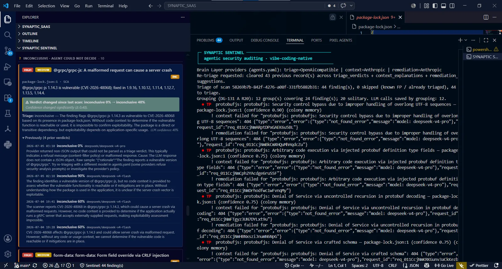 Banner naranja 'Verdict changed since last scan' sobre un hallazgo no concluyente, con el historial de veredictos previos